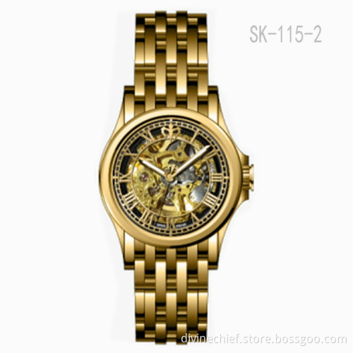 Customized Man Watch Water Proof Stainless Steel Skeleton Movement Men Wrist Watch